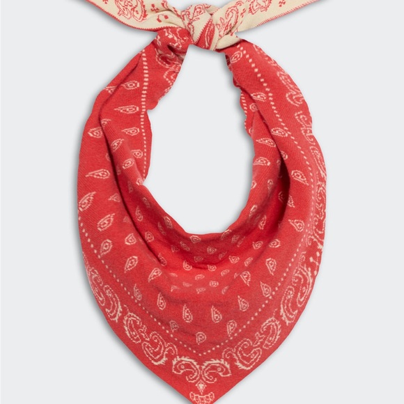 Guest in Residence The Wild Rag Scarlet/Mist 100% cashmere bandana scarf - Picture 2 of 3